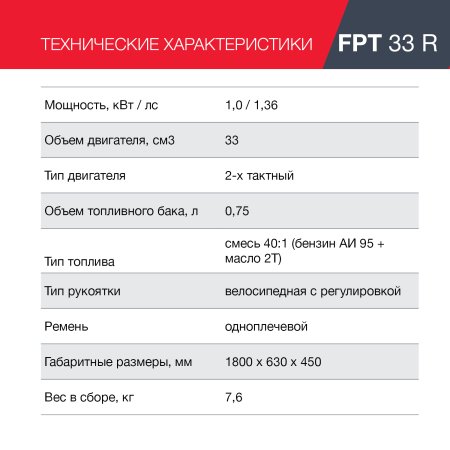 FUBAG Бензиновый триммер FPT 33R + Триммерная леска сечение витой квадрат L 130 м * 2.4 мм в ПОДАРОК в Вологде фото