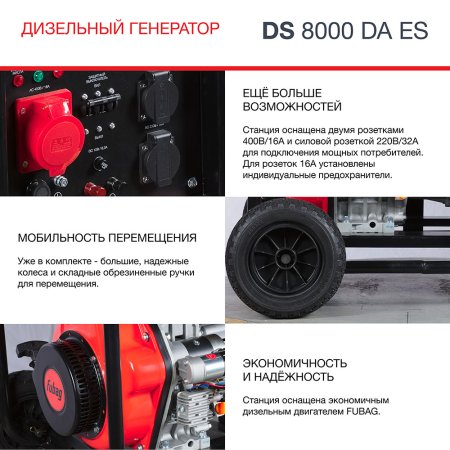 FUBAG Дизельный генератор (трехфазный) с электростартером и коннектором автоматики DS 8000 DA ES в Вологде фото