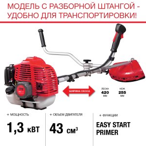 Бензиновый триммер FUBAG FPT 43R + Триммерная леска  сечение витой квадрат L 130 м * 2,4 мм в ПОДАРОК в Вологде фото